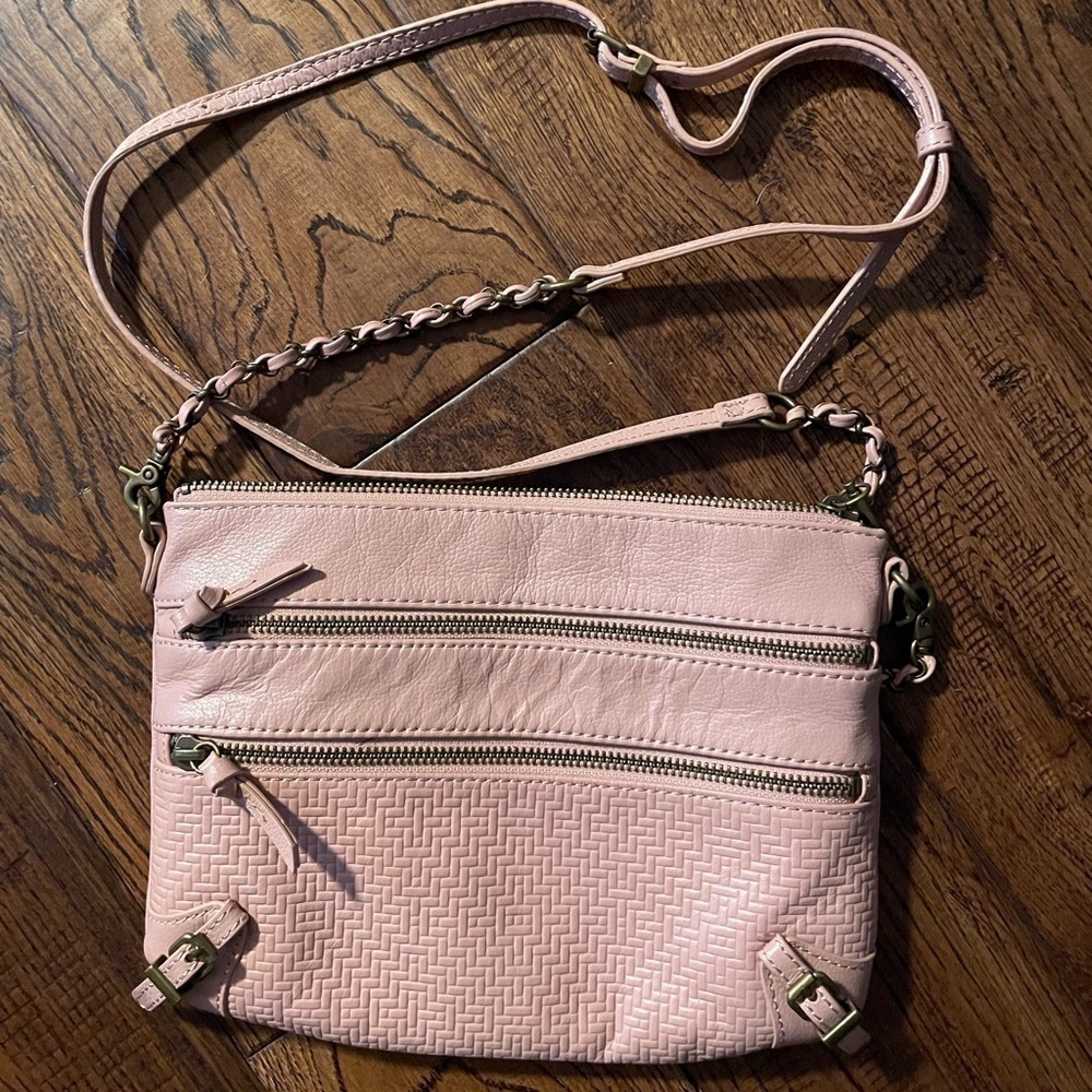 Elliott Luca Pink Leather Zip Crossbody Purse